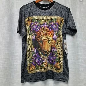 AKADEMIKS Gray Leopard Sublimation T Shirt Mens SZ M